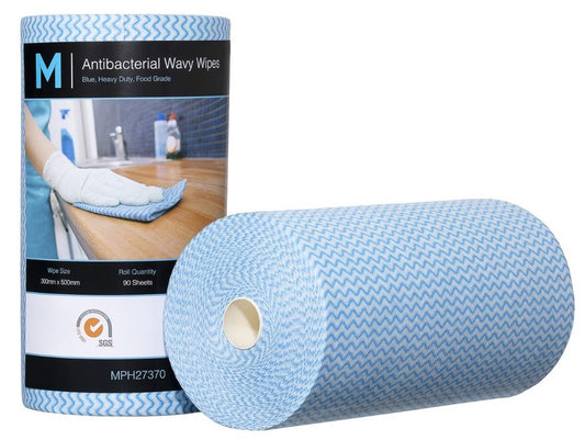 Matthews Antibacterial Wavy Wipes 90 sheets x 45 metres per roll, 4 Rolls per box