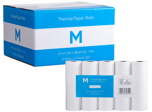 Matthews Thermal Paper Rolls 1 box 57mm x 38mm